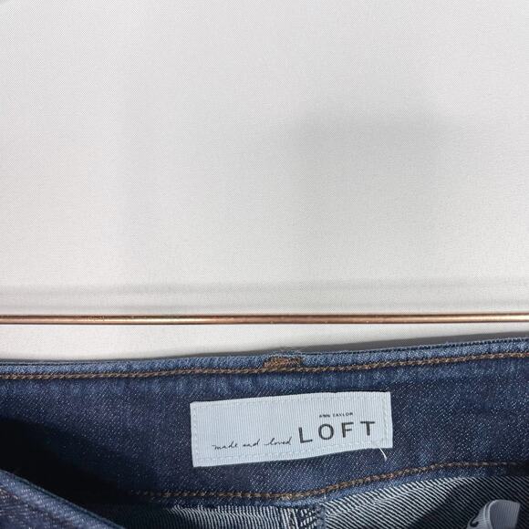 LOFT Size 25 / 0 Curvy High Waist Skinny Ankle Jeans Dark Wash Cotton Stretch - Picture 8 of 11